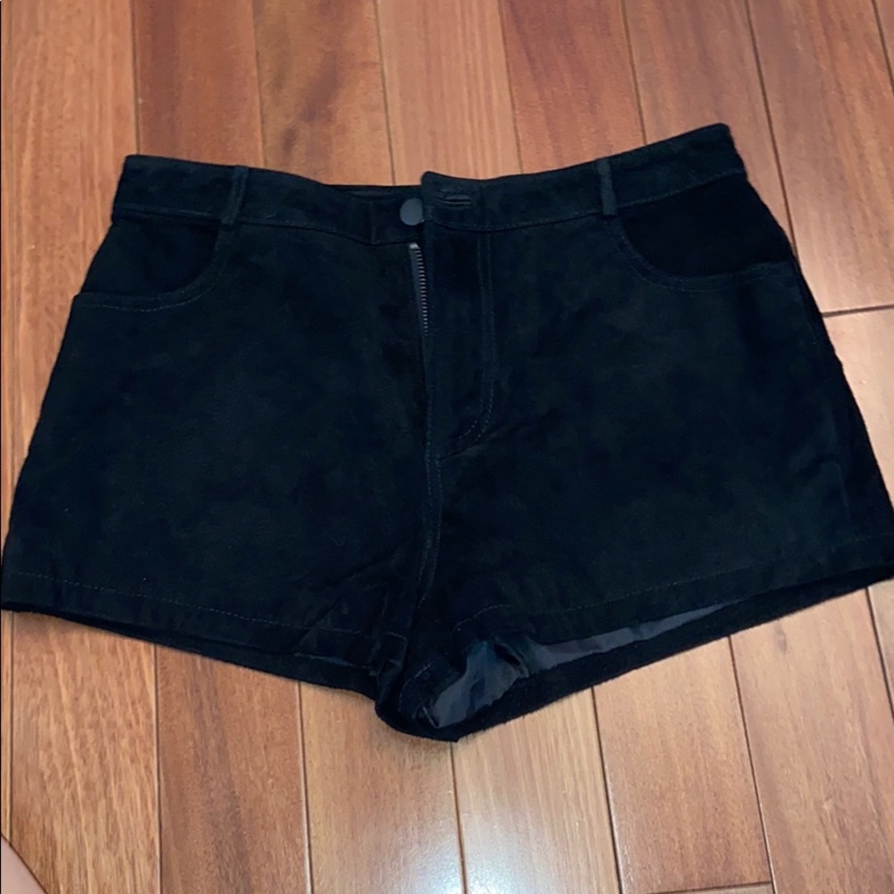 Black Woven Shorts; Size S